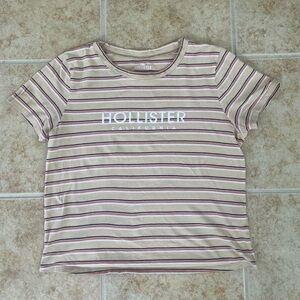 Hollister Beige and Maroon Striped Tee